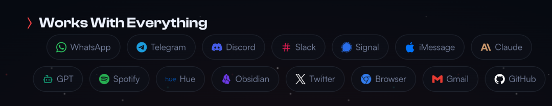 展示Clawdbot支持的众多平台图标,如WhatsApp, Telegram, Discord等