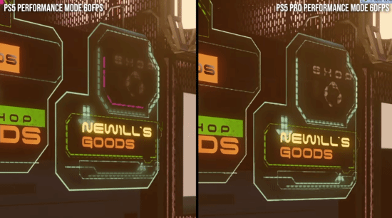 PS5与PS5 Pro性能模式60帧UI界面对比