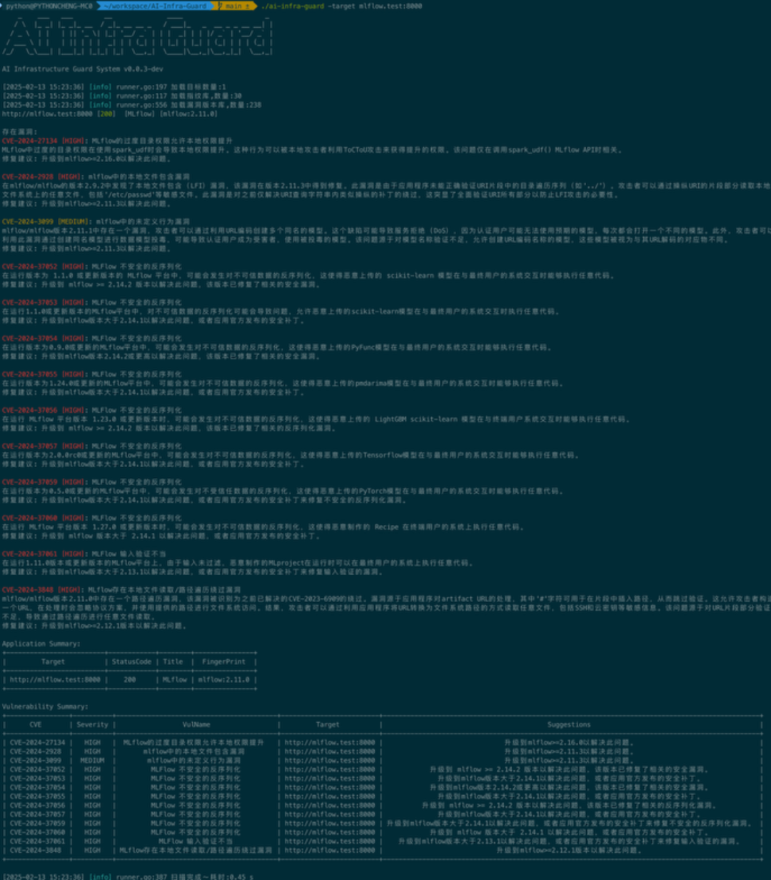 针对MLFlow服务的扫描报告示例