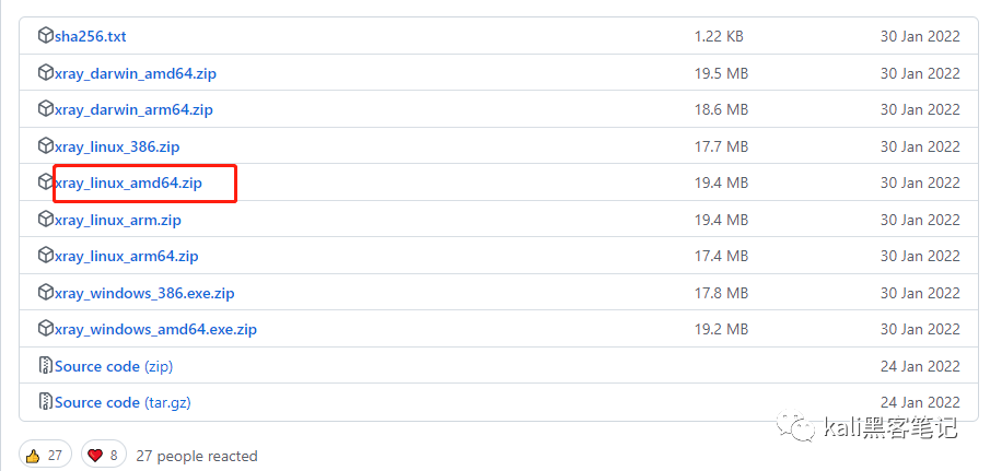 xray GitHub Releases 下载列表