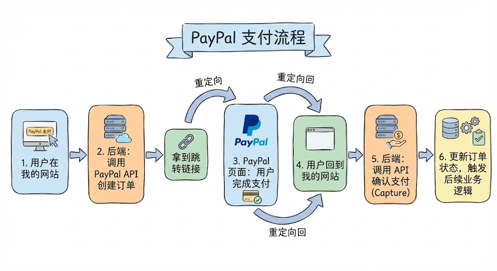 PayPal支付流程示意图