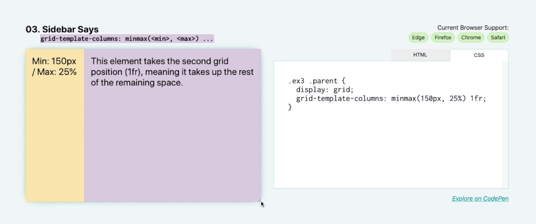 CSS Grid侧边栏布局示意图