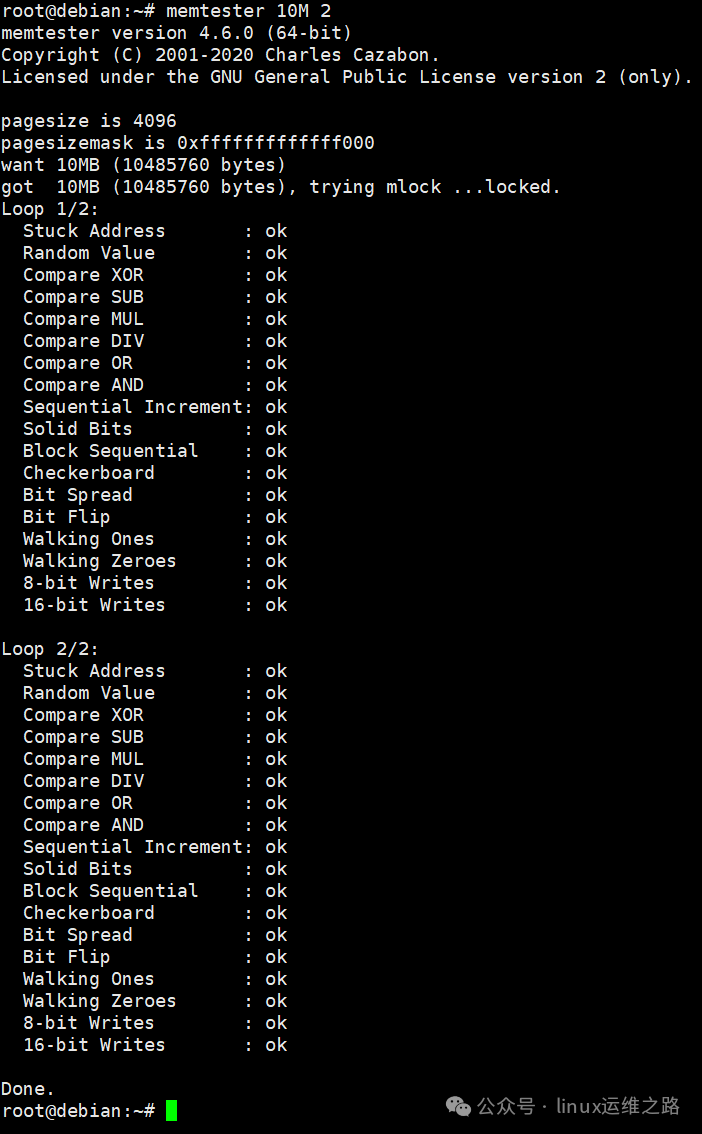 memtester工具多项目内存测试结果