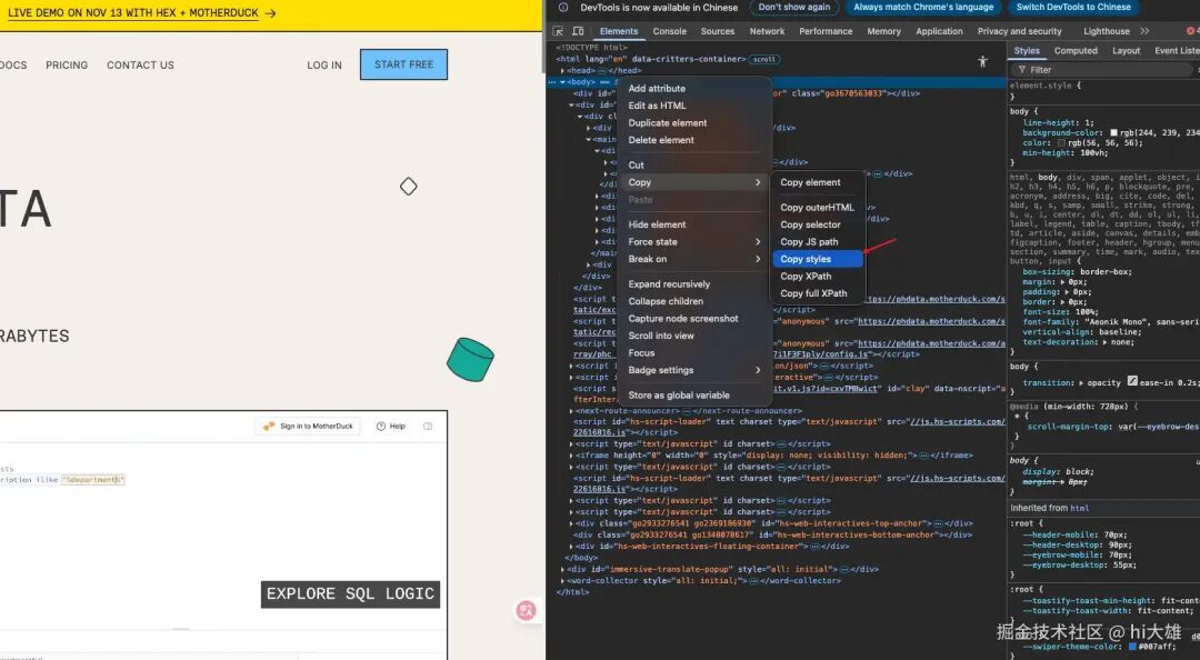 复制样式信息示意图