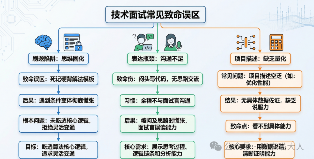 技术面试常见致命误区分析流程图