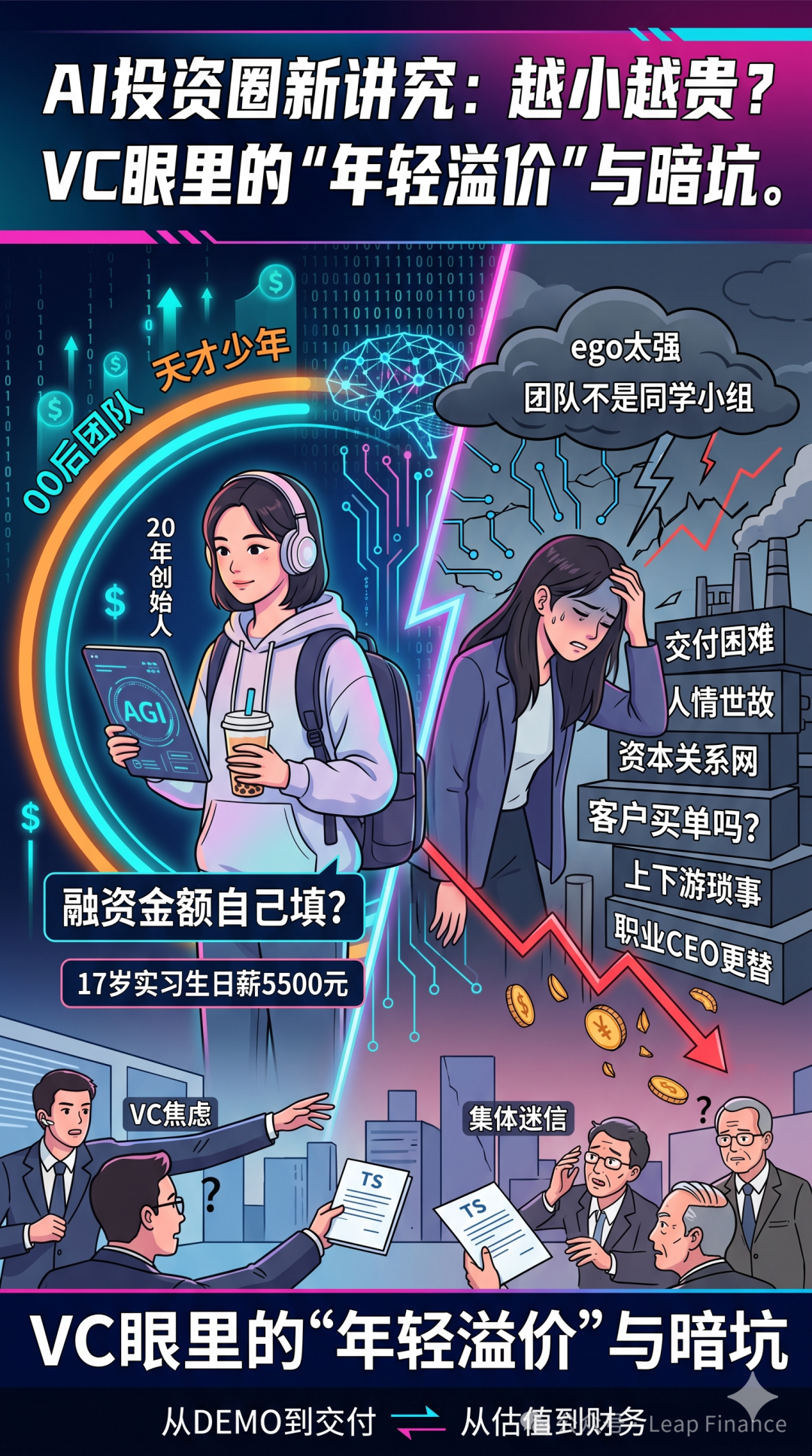 AI投资圈年轻溢价与暗坑信息图