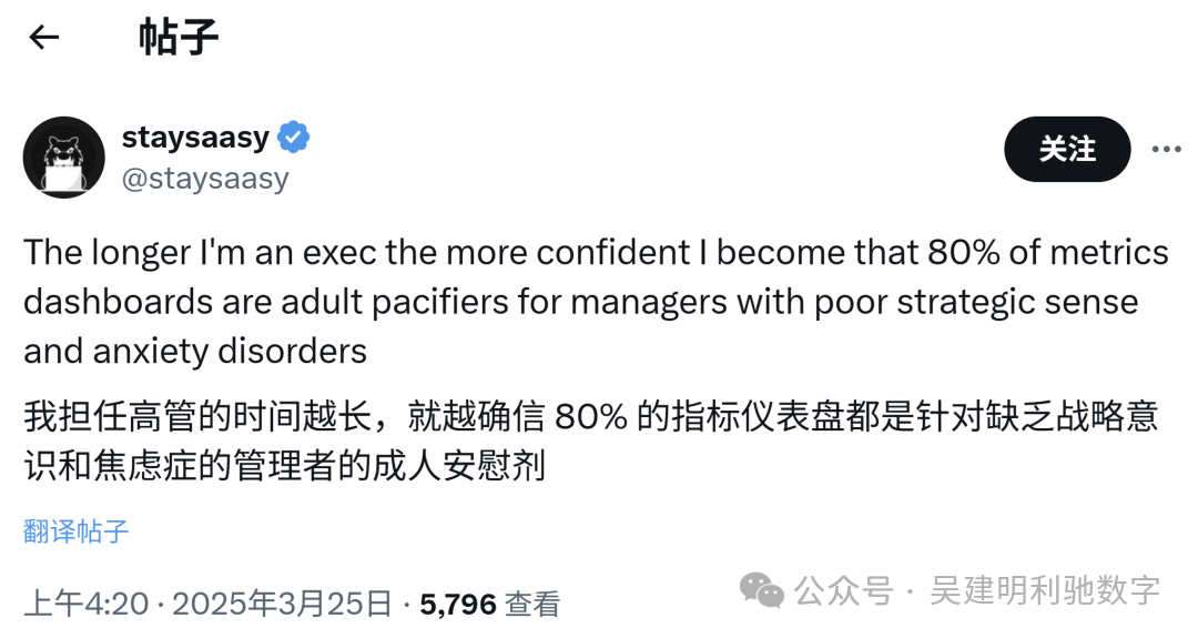 社交媒体对指标仪表盘的批评观点截图