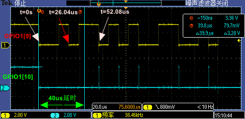 示波器波形显示中断响应丢失