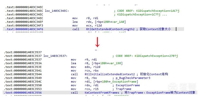 RtlGetExtendedContextLength2 与 KeContextFromTrapFrames
