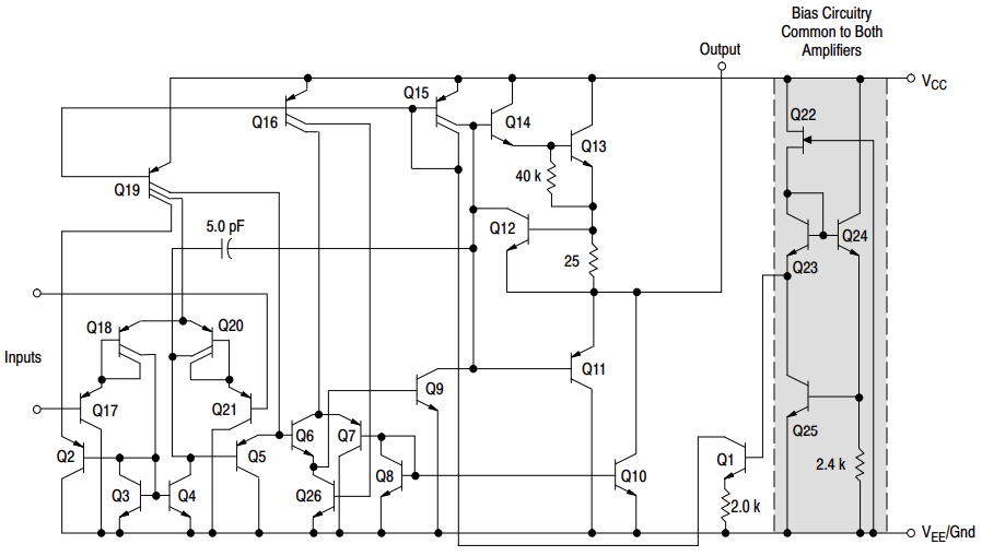 LM358内部晶体管级电路原理图