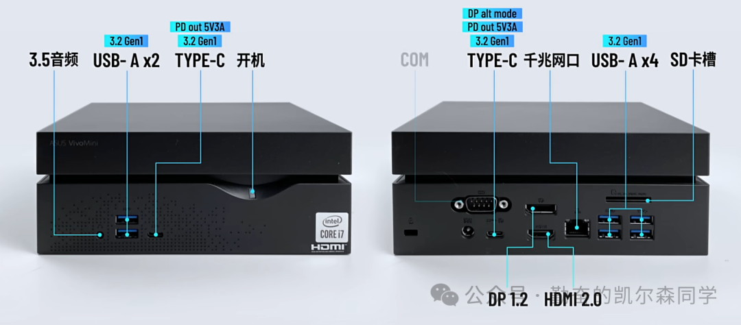 华硕 VC66-C2 前后接口详细标注图