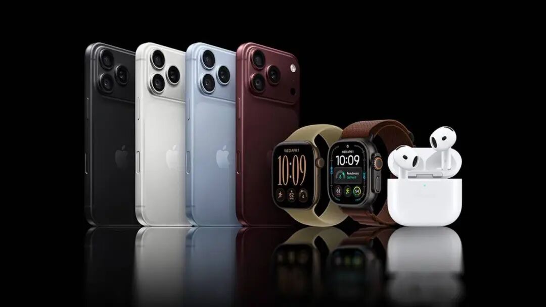 多款iPhone、Apple Watch与AirPods产品陈列图