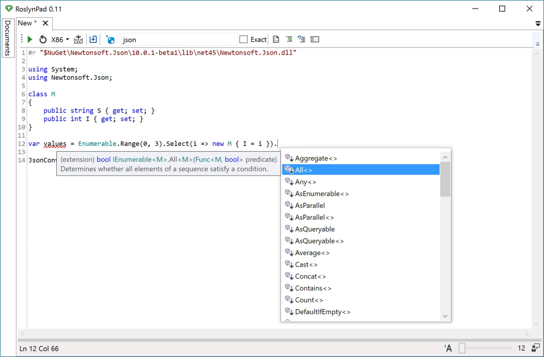 RoslynPad LINQ 方法智能提示