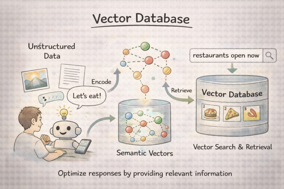 向量数据库工作流程：将非结构化数据编码为语义向量并存储检索