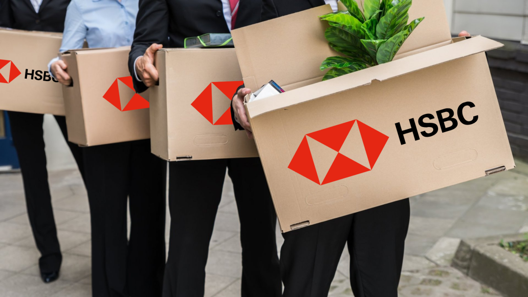 带有HSBC标志的离职场景新闻图片