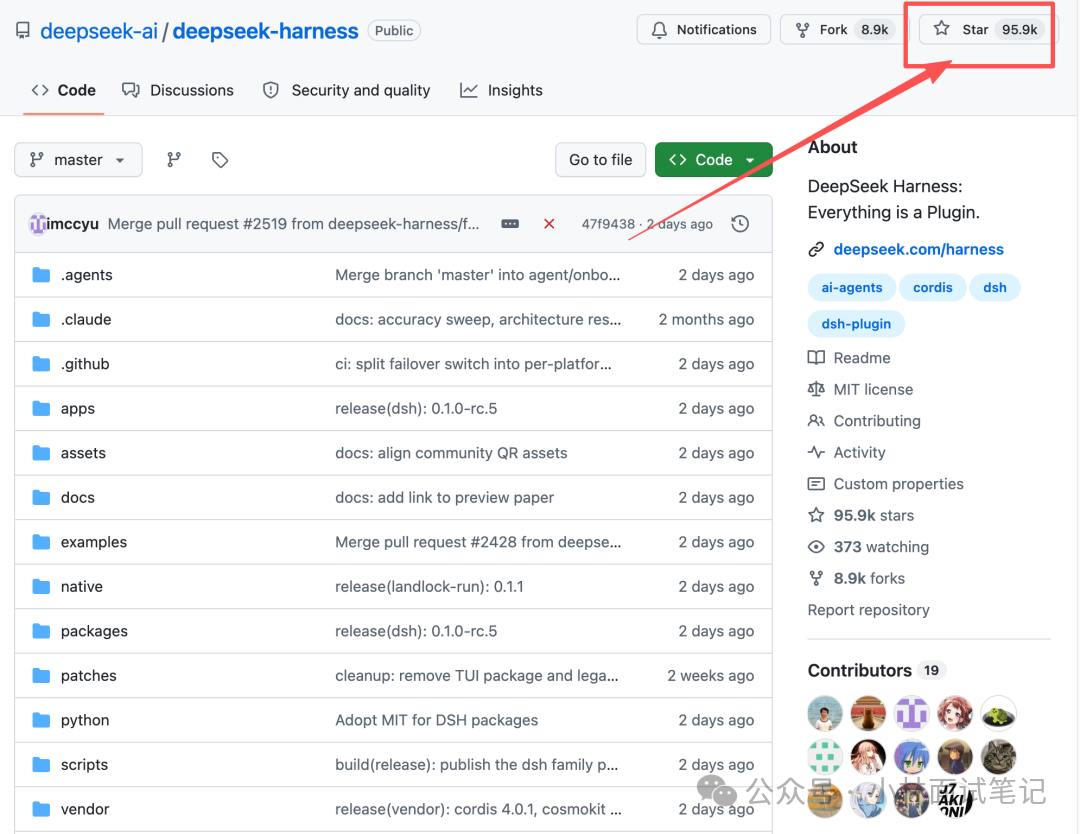 DeepSeek Harness GitHub 仓库主页 Star 95.9k