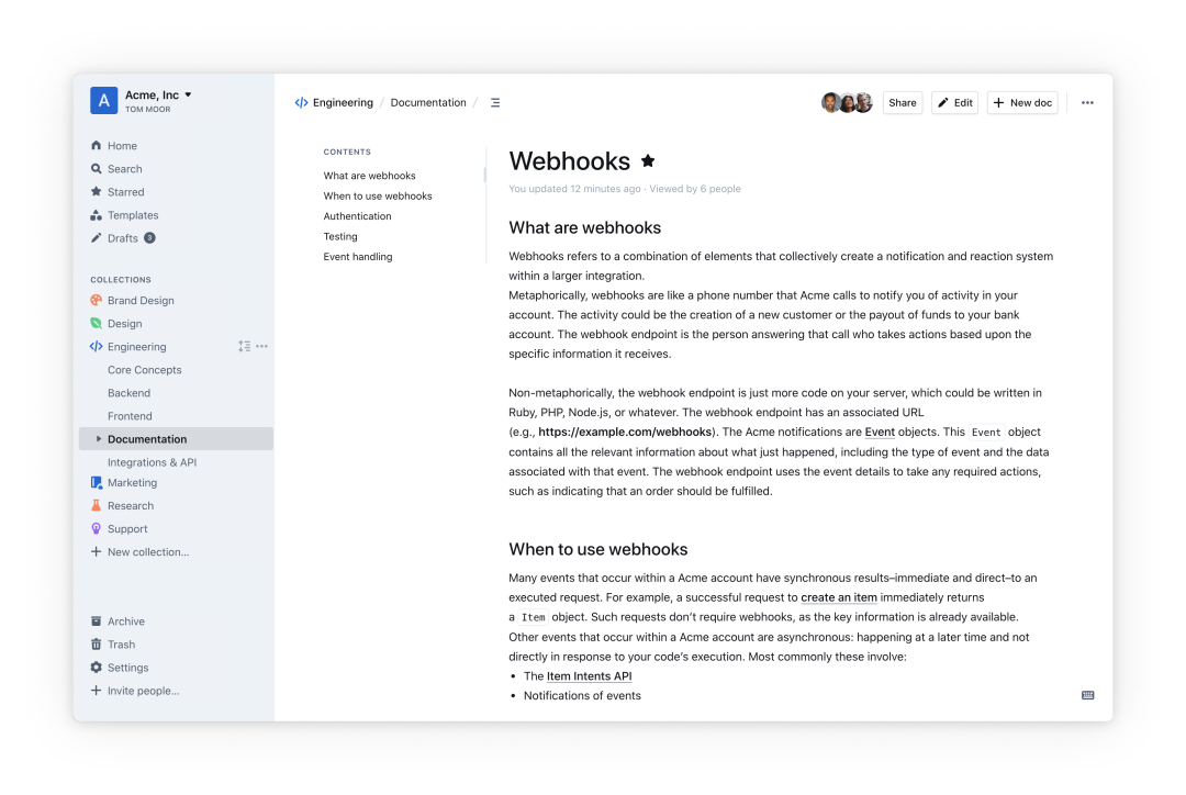 Outline知识库界面示例