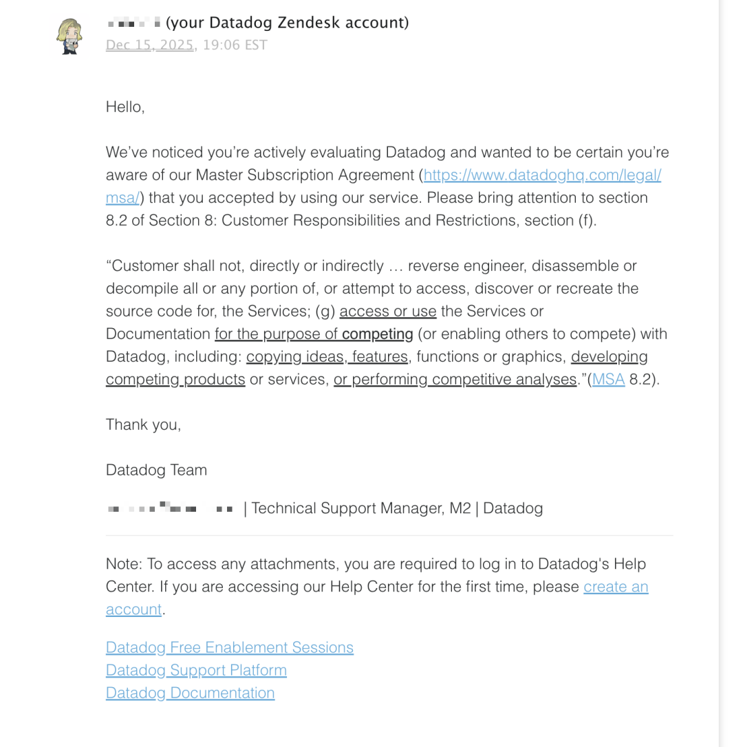 Datadog账户审查通知邮件截图