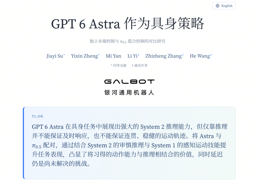 GPT-6 Astra具身策略研究论文封面