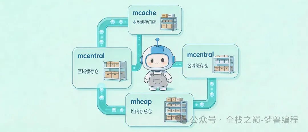 Go内存分配器三级缓存架构示意图