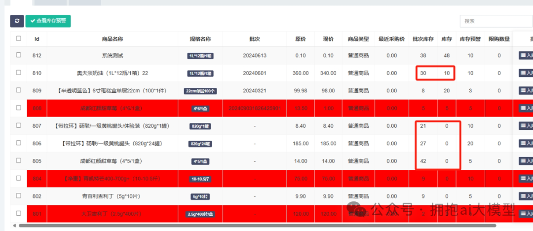 [库存数据显示矛盾截图]