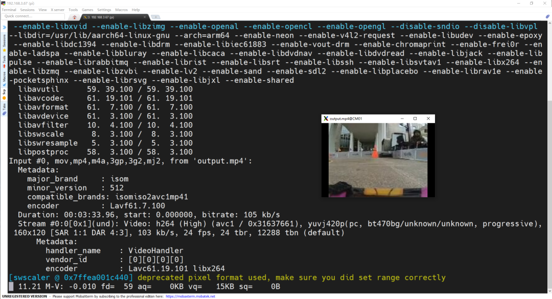 终端ffplay信息与播放画面2