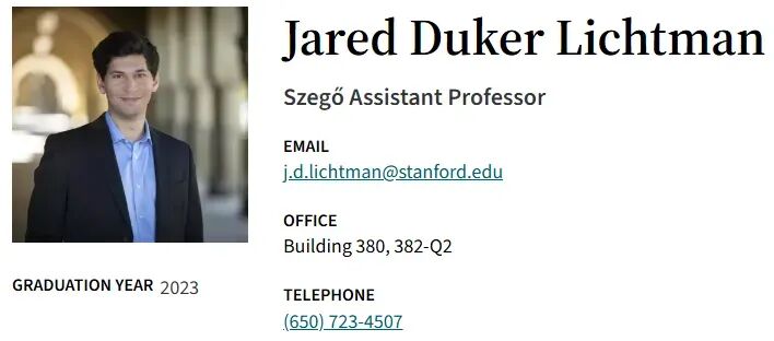 Jared Duker Lichtman 斯坦福大学数学系 Szegő 助理教授