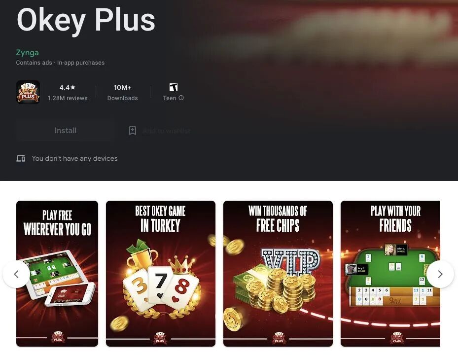 《Okey Plus》在应用商店的页面截图