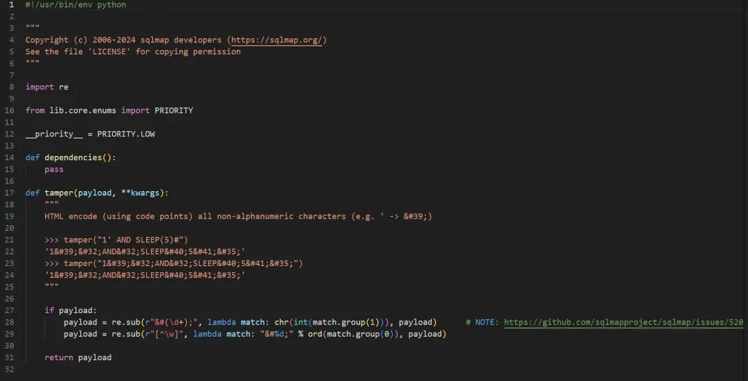 Tamper脚本示例代码截图