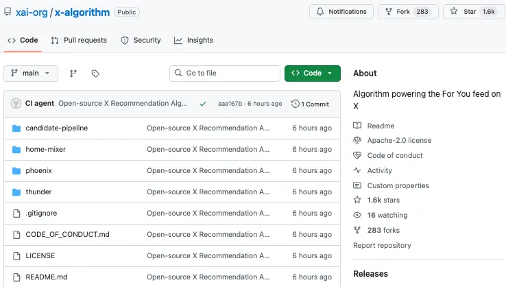 x-algorithm GitHub仓库首页截图