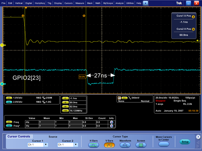 i.MXRT106x中断延迟示波器测量波形