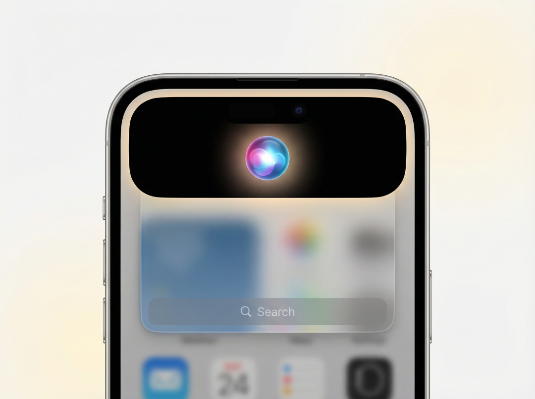 Siri集成在iPhone灵动岛中的交互示意图