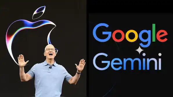 苹果与Google Gemini品牌标志并列图