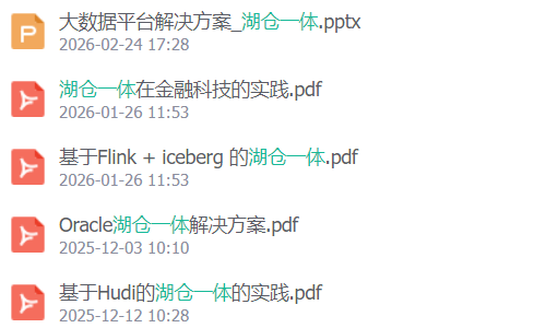 湖仓一体相关技术文档列表截图