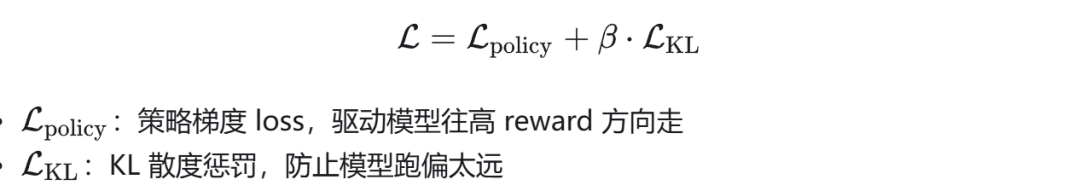 损失函数分解：L = L_policy + β·L_KL