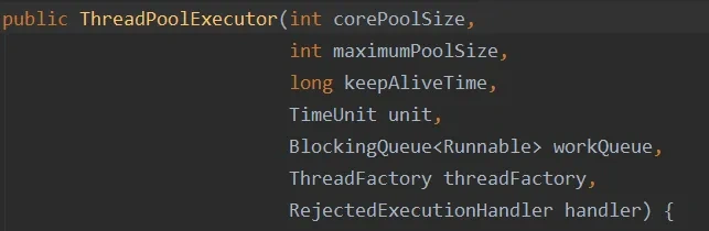 ThreadPoolExecutor核心参数代码截图
