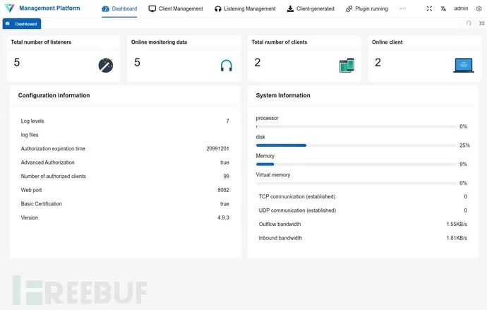 Vshell监听管理配置界面，支持多种协议