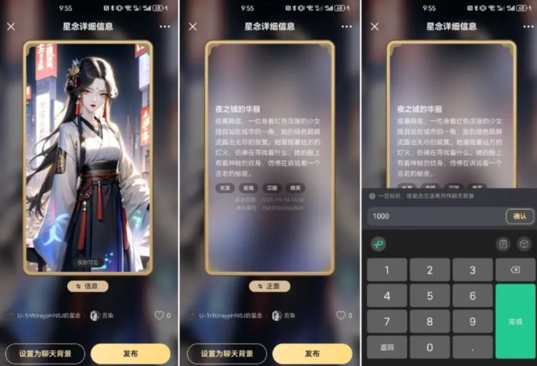 星念详细信息与发布界面截图