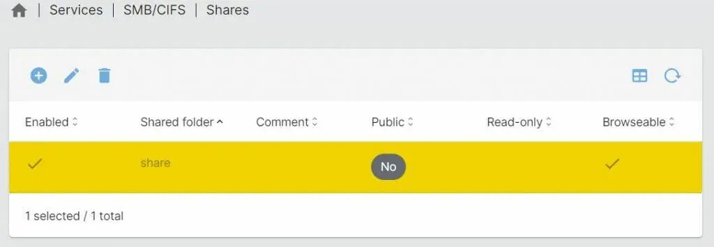 SMB/CIFS共享列表