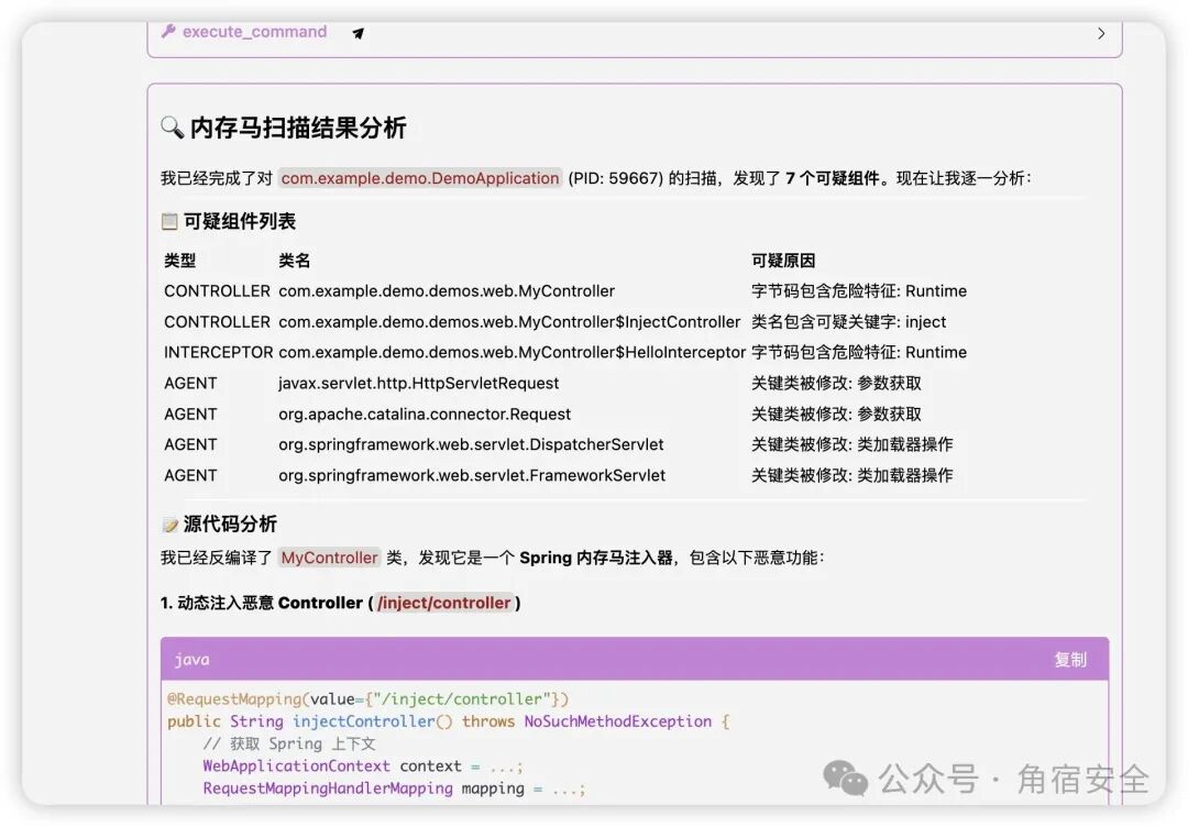 内存马扫描结果分析界面截图