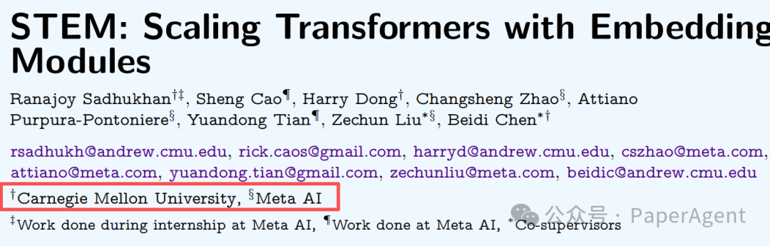 STEM: Scaling Transformers with Embedding Modules 论文封面