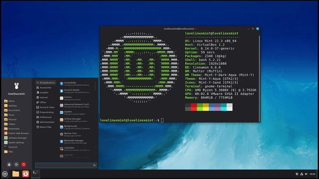 Linux Mint 22.3 桌面环境与系统信息截图