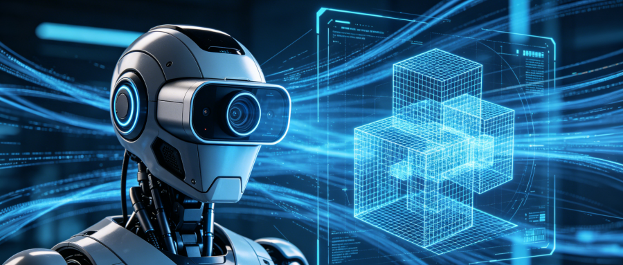 机器人与3D动态世界模型交互示意图