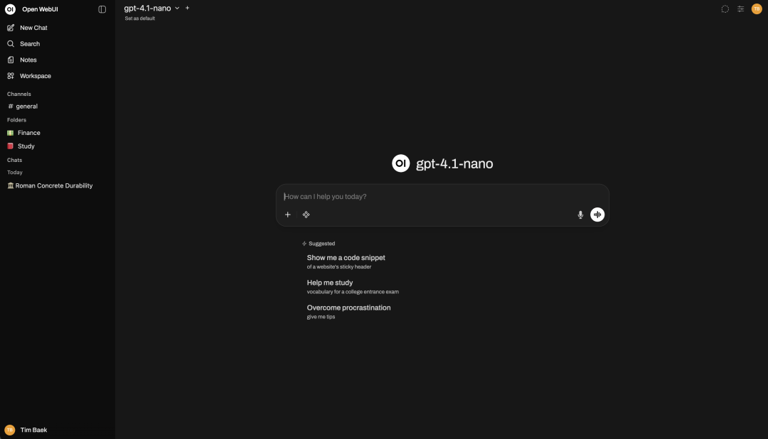 Open WebUI 多模型统一对话界面截图