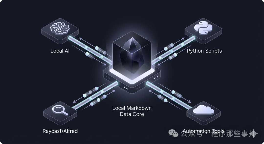 个人API层架构:Obsidian数据核心与外部工具连接