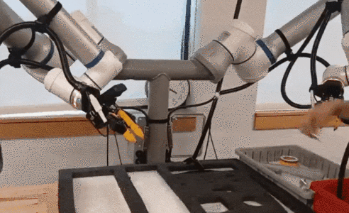 多台机械臂协同分拣零件