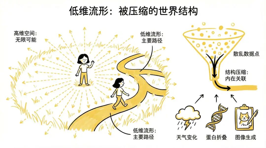 低维流形科学概念图解