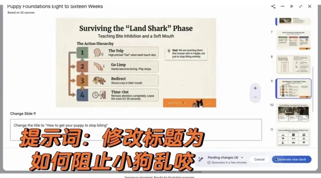 关于阻止幼犬咬人的原始PPT页面