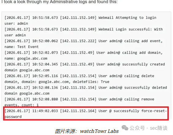 SmarterMail管理员日志显示攻击活动