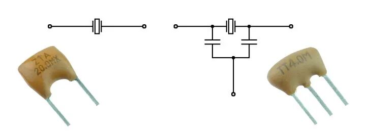 2引脚和3引脚陶瓷谐振器的标准电路符号